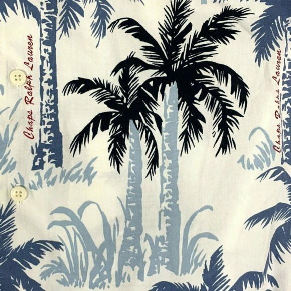Chaps Ralph Lauren Men Tropical Hawaiian Button Shirt Palm Trees, sz XL - Picture 3 of 7